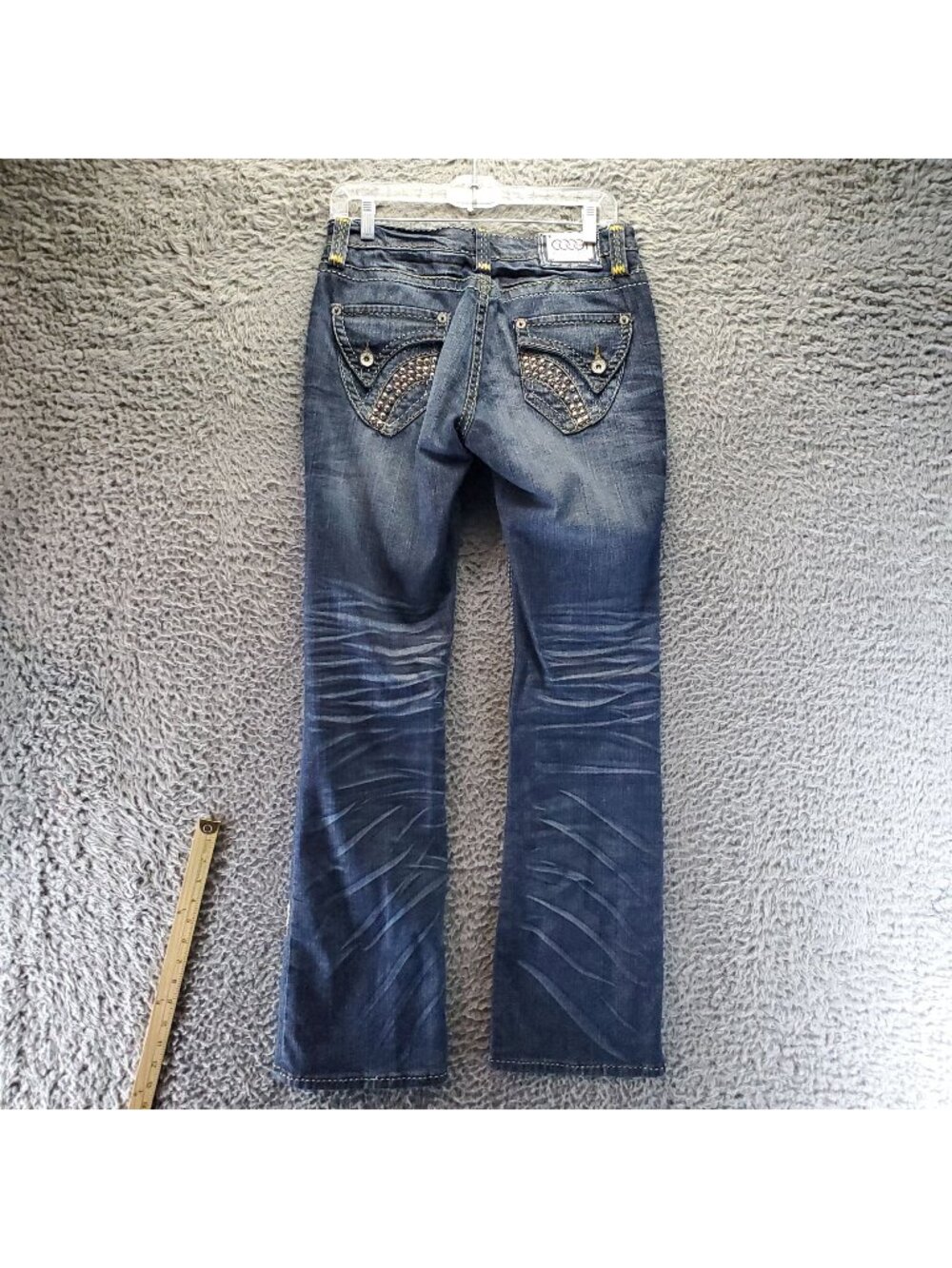 Coogi Jeans Womens Size 7/8 Blue Embellished Rhinestone Bootcut Denim *Read*